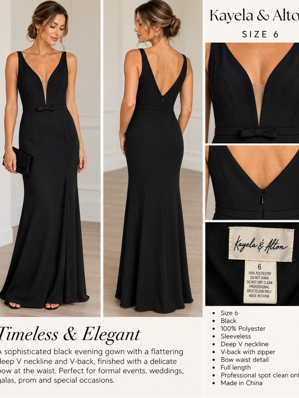 Black Sleeveless Evening Gown. Great for homecoming, prom, wedding, black tie